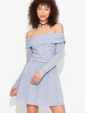 NWT Long Sleeve Flocked Mini Fit and Flare Dress - Wild Fable Size Medium